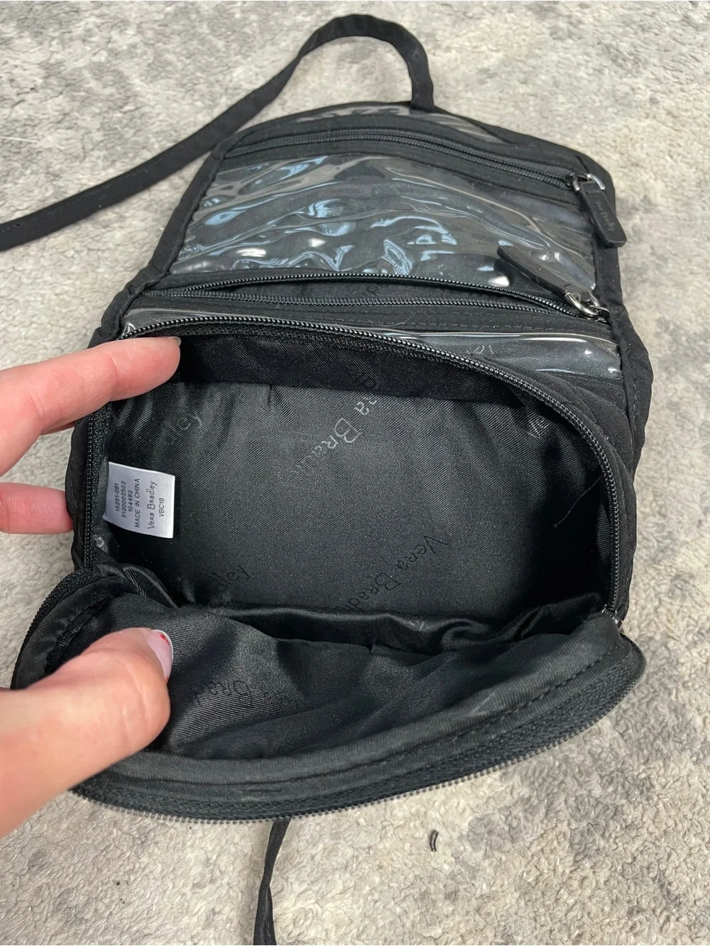 Vera Bradley Black Quilted Travel Toiletry Cosmetic Bag
